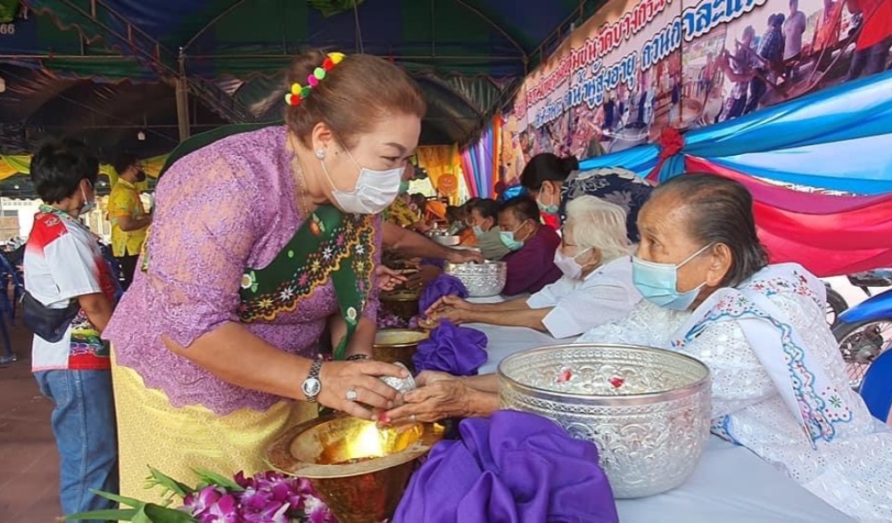 งานประเพณีสงกรานต์ไทยรามัญ (ลายดอก)