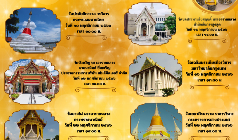 รายนามพระราชทานผ้าพระกฐิน พร้อมเครื่องบริวาร พ.ศ. 2566 จังหวัดนนทบุรี
