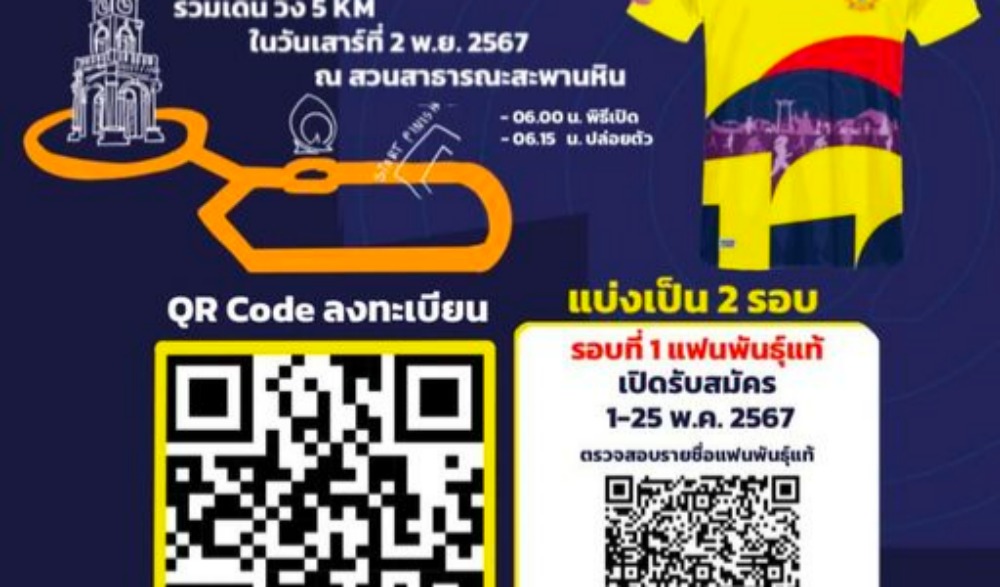 โครงการเดิน วิ่ง ปั่น ป้องกันอัมพาต ครั้งที่ 10 เฉลิมพระเกียรติพระบาทสมเด็จพระเจ้าอยู่หัว เนื่องในโอกาสพระราชพิธีมหามงคลเฉลิมพระชนมพรรษา 6 รอบ 28 กรกฎาคม 2567 ภายใต้หัวข้อ "HEALTHY THAIS, HEALTHY BRAINS - คนไทยสมองดี"