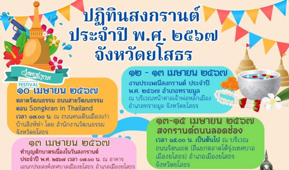 โครงการสืบสานประเพณีสงกรานต์วิถีถิ่น วิถีไทย ประจำปีงบประมาณ พ.ศ.๒๕๖๗ จังหวัดยโสธร