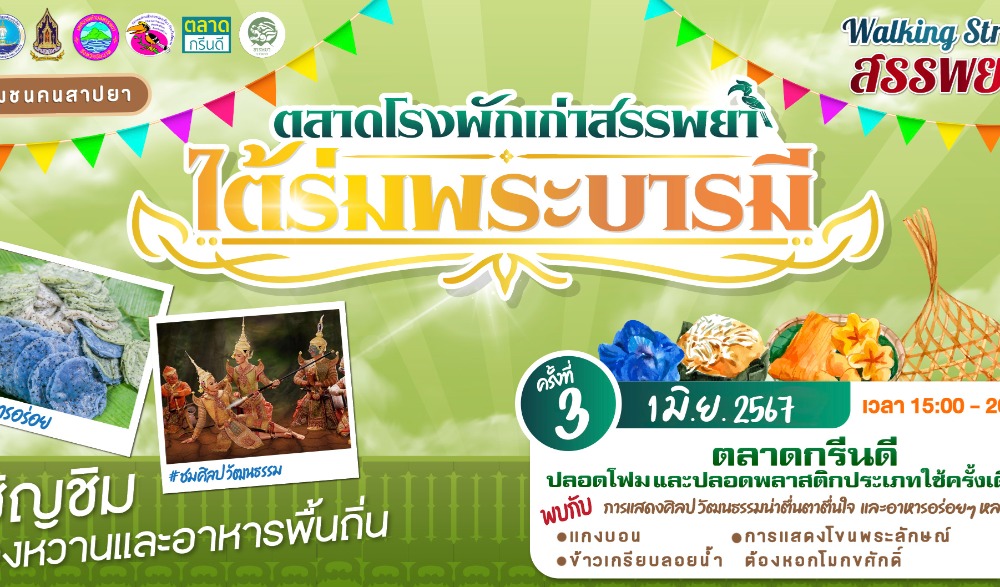 งาน Walking Street ตลาดนัดชุมชนตลาดโรงพักเก่าสรรพยา และงานส่งเสริมและพัฒนาแหล่งเรียนรู้ทางวัฒนธรรมชุมชนเมืองสาปยา ประจำปี ๒๕๖๗ ครั้งที่ ๑ - ๔