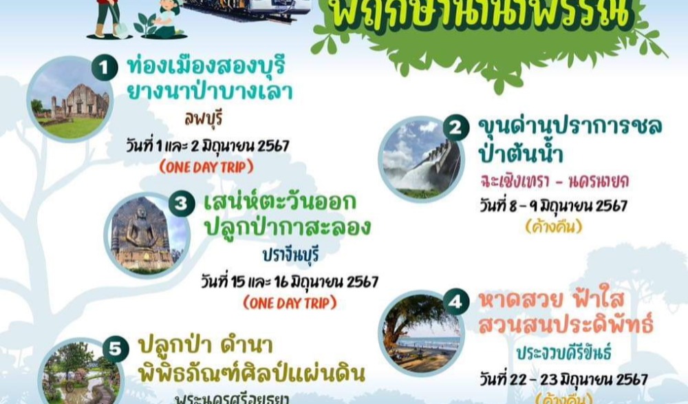 ขบวนรถไฟ KIHA 183 ฟ้าใส ป่าโปร่ง พฤกษานานาพรรณ เสน่ห์ตะวันออก ปลูกป่ากาสะลอง จังหวัดปราจีนบุรี
