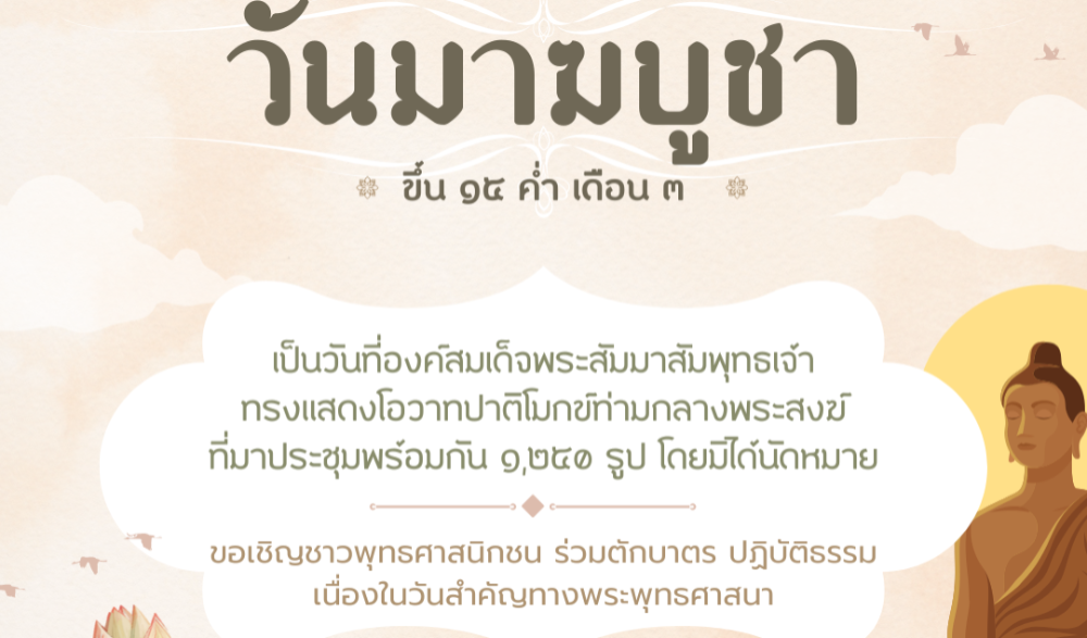ขอเชิญร่วมกิจกรรมเนื่องในวันมาฆบูชา ๒๕๖๘ งานสมโภช ๑๒๕๐ ปี เจดีย์วัดแก้ว