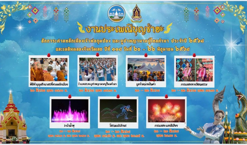 การจัดงานประเพณีบุญซำฮะ สักการะศาลหลักเมืองเจ้าพ่อกุดป่อง และบูชาพญานาคปู่ไหลคำมา ประจำปี ๒๕๖๘