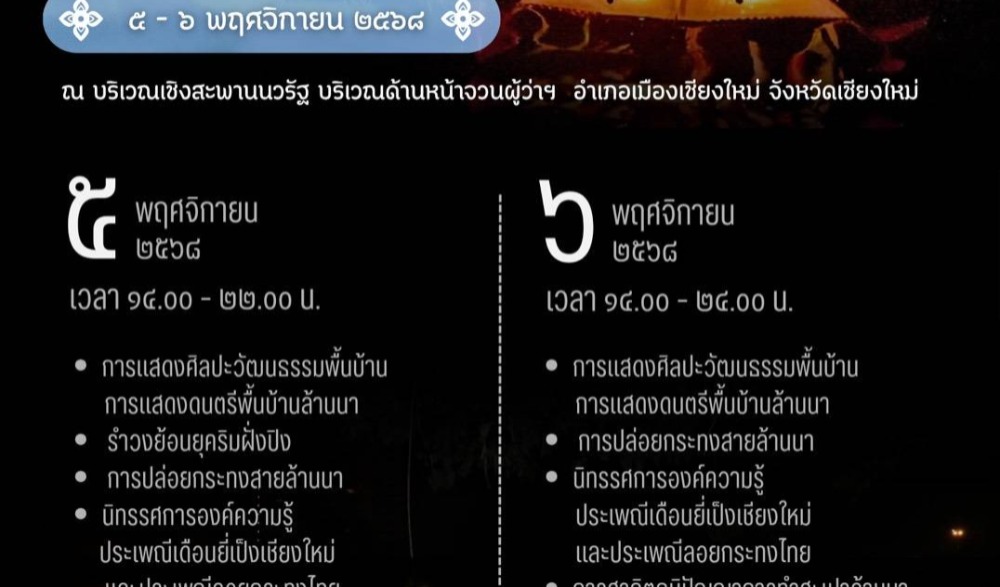เทศกาลงานประเพณีเดือนยี่เป็งเชียงใหม่ ประจำปี พ.ศ. ๒๕๖๘