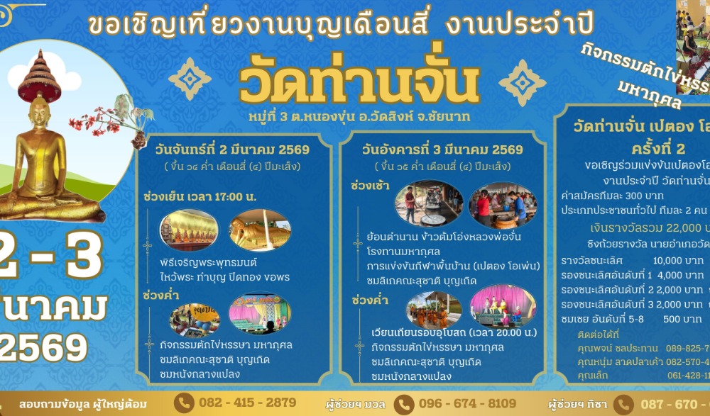 งานบุญเดือนสี่ งานประจำปี “วัดท่านจั่น”