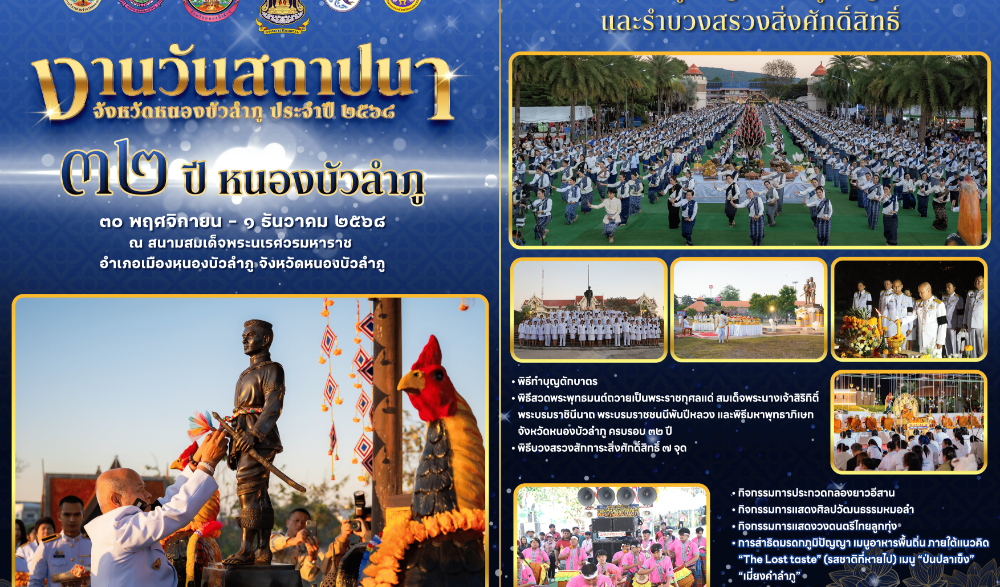 งานวันสถาปนาจังหวัดหนองบัวลำภู ครบรอบ ๓๒ ปี และของดีเมืองลุ่มภู ประจำปี ๒๕๖๘