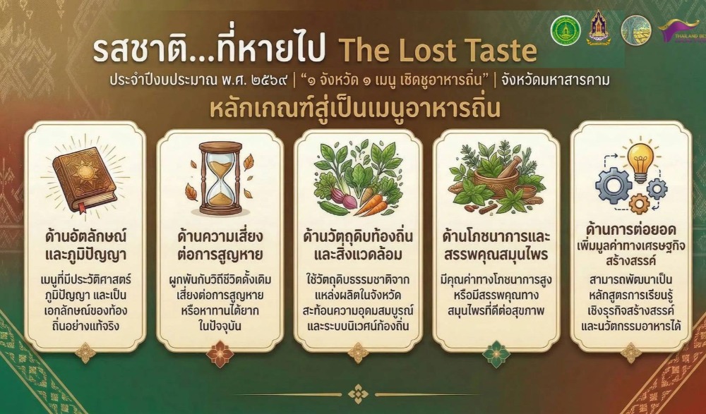 จังหวัดมหาสารคาม ขอเชิญชวนร่วมเสนอเมนูอาหารถิ่นของจังหวัดมหาสารคาม