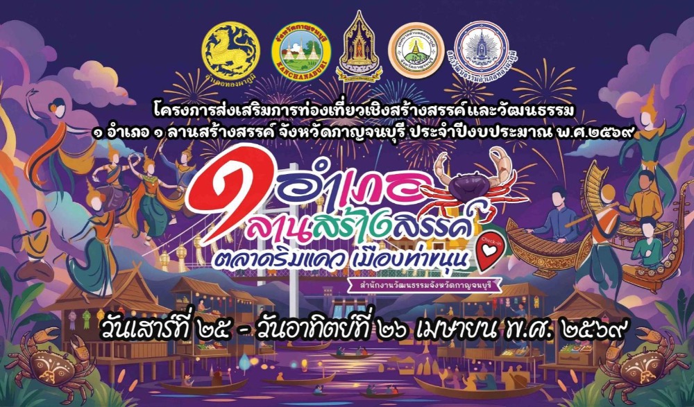 โครงการส่งเสริมการท่องเที่ยวเชิงสร้างสรรค์และวัฒนธรรม ๑ อำเภอ ๑ ลานสร้างสรรค์ จังหวัดกาญจนบุรี ประจำปีงบประมาณ พ.ศ. ๒๕๖๙