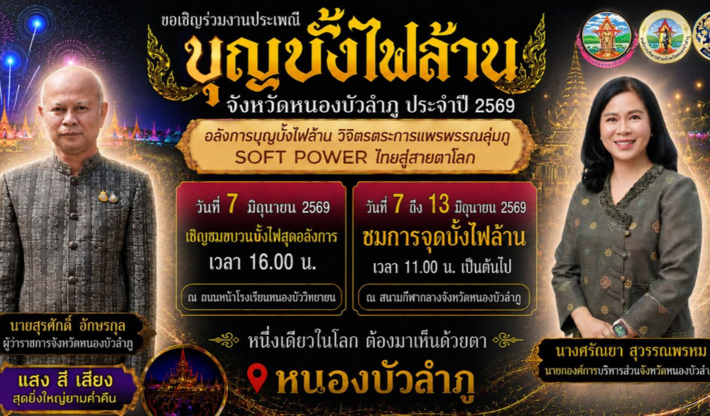 งานประเพณีบุญบั้งไฟล้าน จังหวัดหนองบัวลำภู ประจำปี พ.ศ. 2569