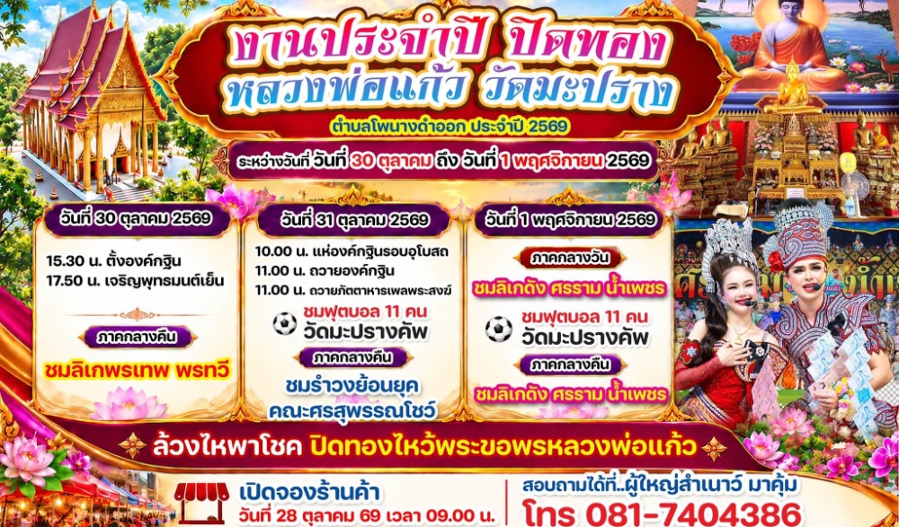 งานประจำปีปิดทองหลวงพ่อแก้ว วัดมะปราง