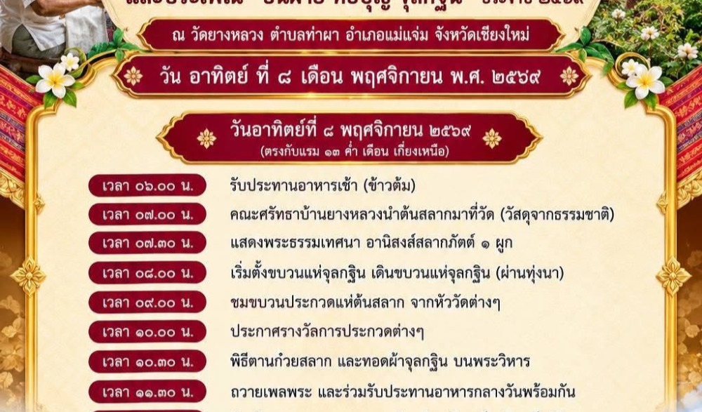 ประเพณี “ปั่นฝ้าย ทอบุญ จุลกฐิน”  ณ วัดยางหลวง